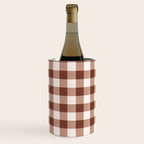 Coffee Brown & Cream Gingham Pattern Wine Chiller Gallery Image 1