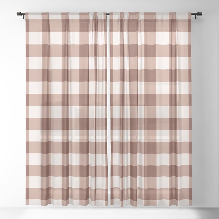 Coffee Brown & Cream Gingham Pattern Window Curtain Gallery Image 21