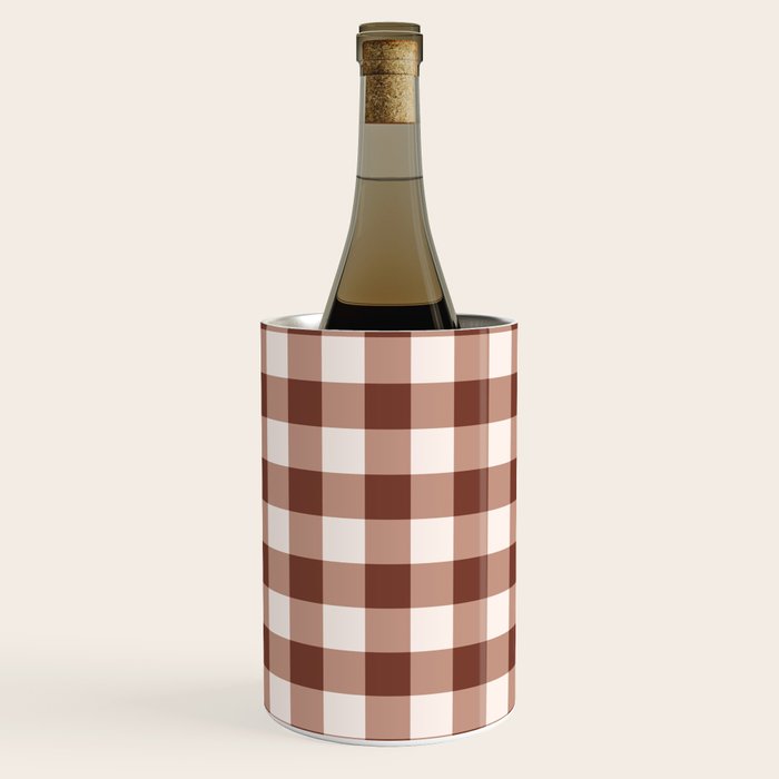 Coffee Brown & Cream Gingham Pattern Wine Chiller Gallery Image 2