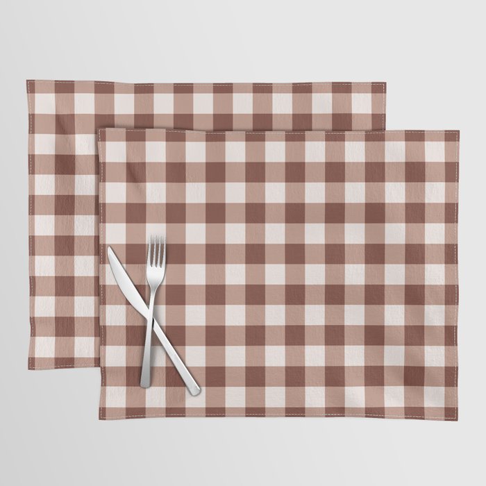 Coffee Brown & Cream Gingham Pattern Placemat Gallery Image 1