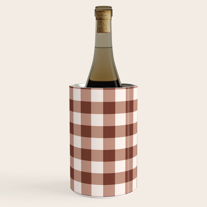 Coffee Brown & Cream Gingham Pattern Wine Chiller Gallery Image 3