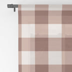 Coffee Brown & Cream Gingham Pattern Window Curtain Gallery Image 2