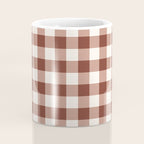 Coffee Brown & Cream Gingham Pattern Coffee Mug Gallery Image 4