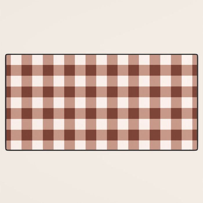 Coffee Brown & Cream Gingham Pattern Desk Mat Gallery Image 3