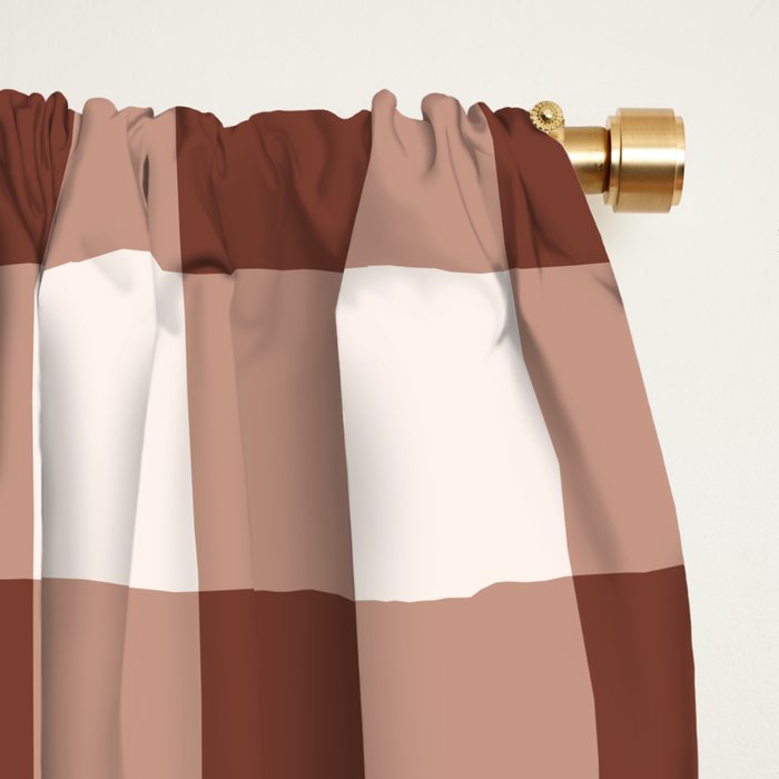 Coffee Brown & Cream Gingham Pattern Window Curtain Gallery Image 2