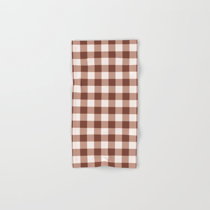 Coffee Brown & Cream Gingham Pattern Bath Towel Gallery Image 1