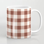 Coffee Brown & Cream Gingham Pattern Coffee Mug Gallery Image 1