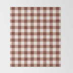 Coffee Brown & Cream Gingham Pattern Throw Blanket Gallery Image 2