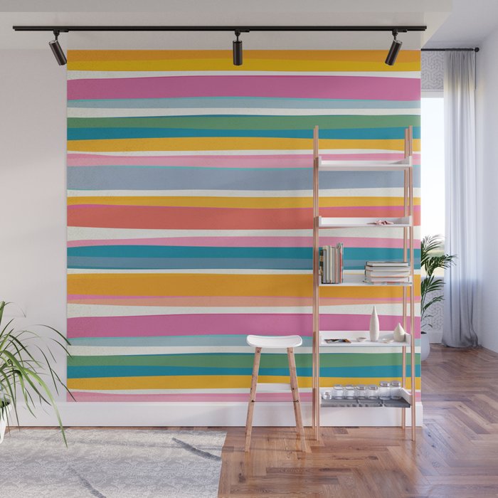 Beach Dreams Stripe Line Art Wall Mural Gallery Image 1