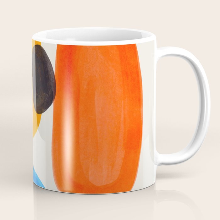Minimalist Modern Mid Century Colorful Abstract Shapes Primary Colors Yellow Orange Blue Bubbles Coffee Mug Gallery Image 1