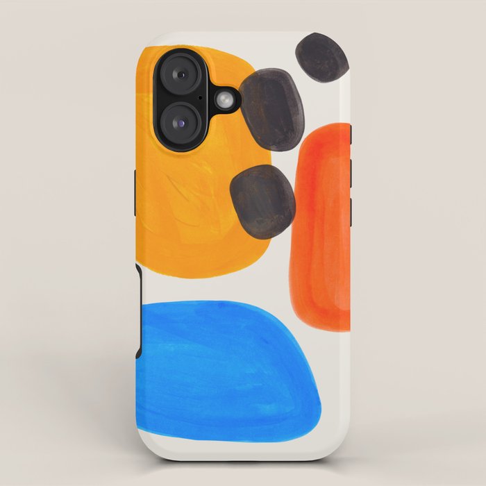 Minimalist Modern Mid Century Colorful Abstract Shapes Primary Colors Yellow Orange Blue Bubbles iPhone Case Gallery Image 1