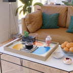 Minimalist Modern Mid Century Colorful Abstract Shapes Primary Colors Yellow Orange Blue Bubbles Serving Tray Gallery Image 2