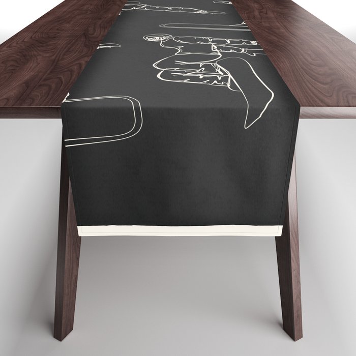 Minimal Snowboarders Line Art 1 Table Runner Gallery Image 1