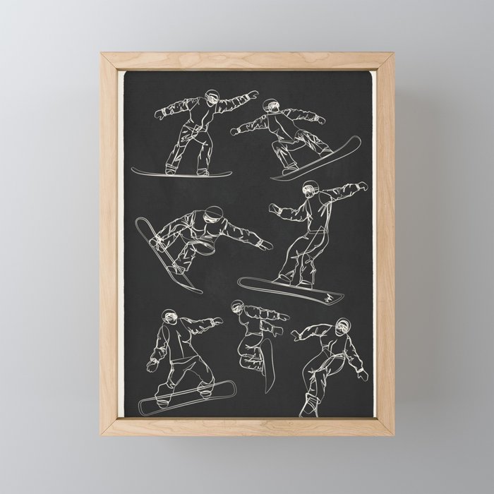 Minimal Snowboarders Line Art 1 Mini Art Print Gallery Image 1