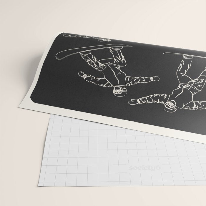 Minimal Snowboarders Line Art 1 Wrapping Paper Gallery Image 2