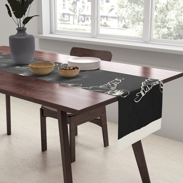 Minimal Snowboarders Line Art 1 Table Runner Gallery Image 2