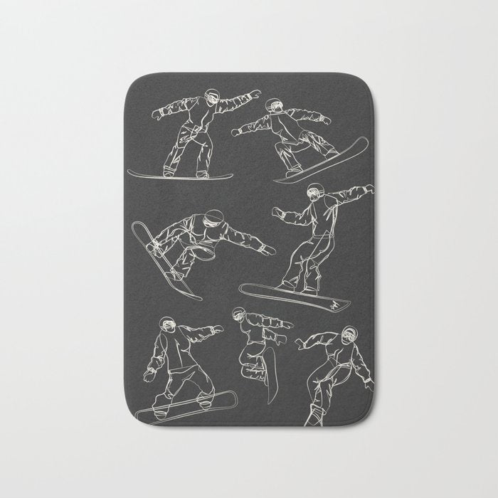 Minimal Snowboarders Line Art 1 Bath Mat Gallery Image 1