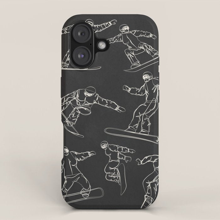 Minimal Snowboarders Line Art 1 iPhone Case Gallery Image 1