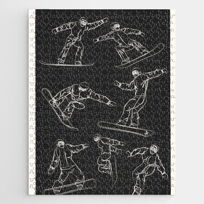 Minimal Snowboarders Line Art 1 Jigsaw Puzzle Gallery Image 1