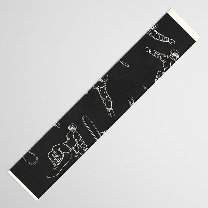Minimal Snowboarders Line Art 1 Table Runner Gallery Image 3