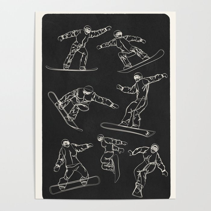 Minimal Snowboarders Line Art 1 Poster Gallery Image 4