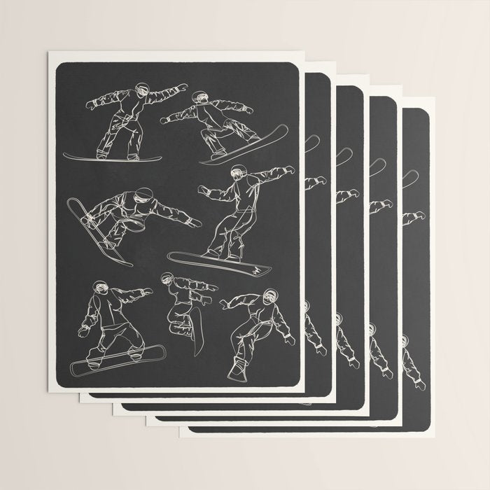 Minimal Snowboarders Line Art 1 Wrapping Paper Gallery Image 3