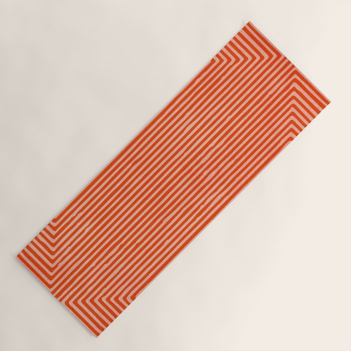 Orange Geometric Drawing Digital Linocut Yoga Mat Gallery Image 1