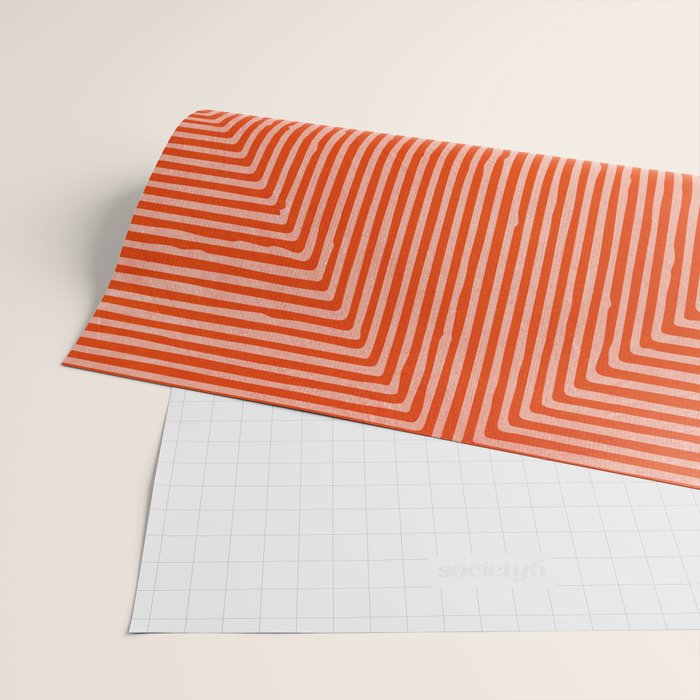 Orange Geometric Drawing Digital Linocut Wrapping Paper Gallery Image 2