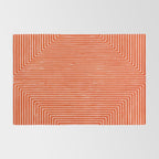 Orange Geometric Drawing Digital Linocut Rug Gallery Image 2