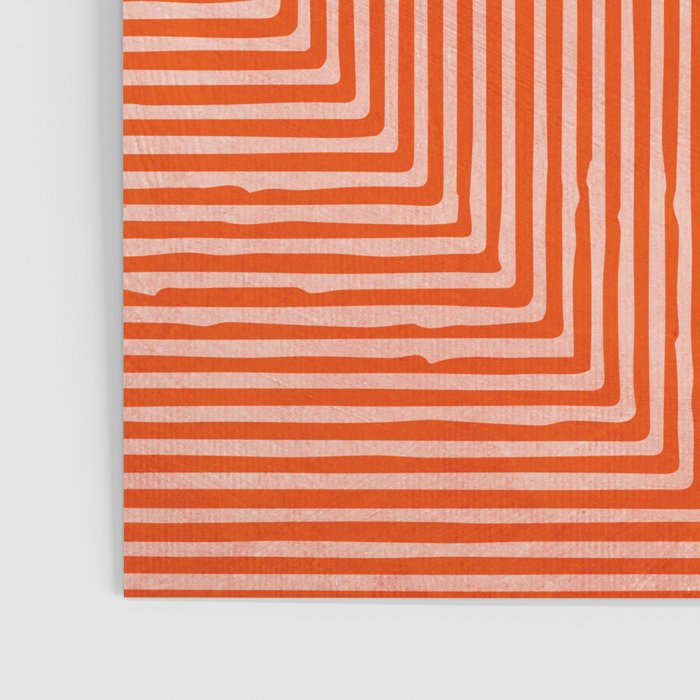 Orange Geometric Drawing Digital Linocut Poster Gallery Image 3