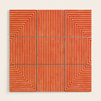 Orange Geometric Drawing Digital Linocut Wood Wall Art Gallery Image 1