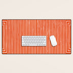 Orange Geometric Drawing Digital Linocut Desk Mat Gallery Image 1