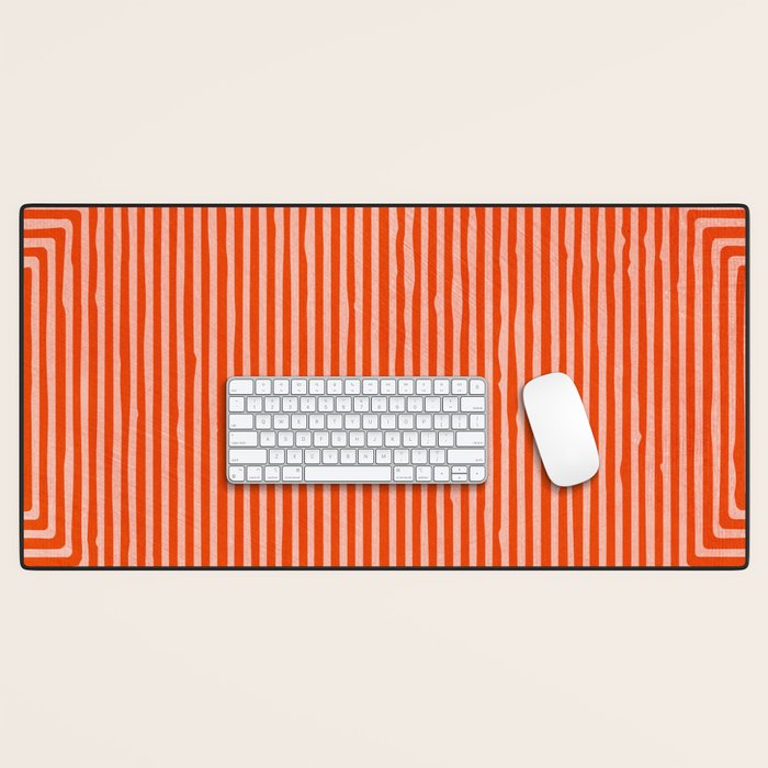 Orange Geometric Drawing Digital Linocut Desk Mat Gallery Image 1