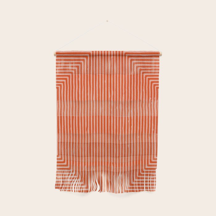 Orange Geometric Drawing Digital Linocut Wall Hanging Gallery Image 1