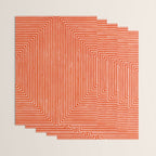 Orange Geometric Drawing Digital Linocut Wrapping Paper Gallery Image 3