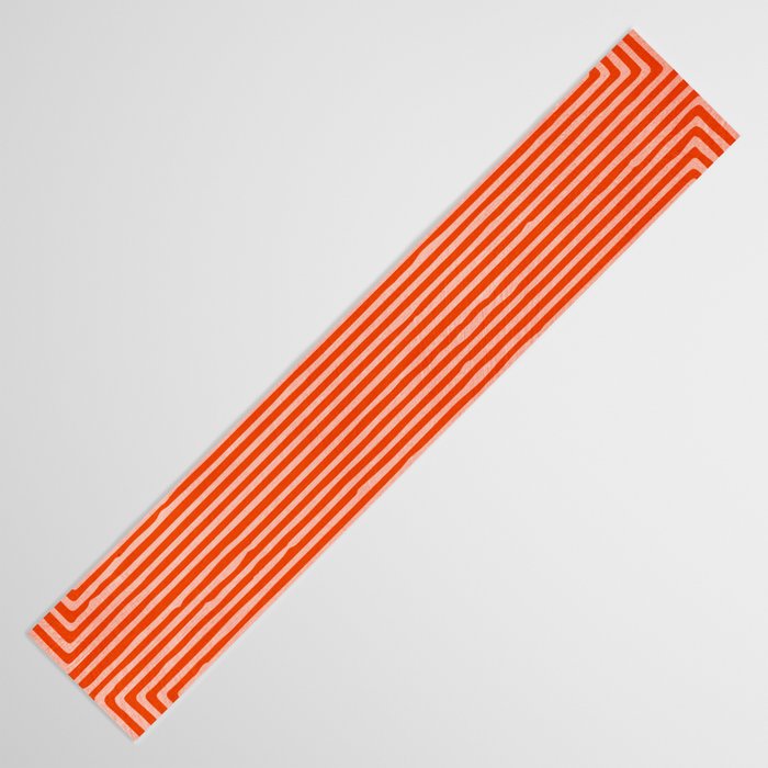 Orange Geometric Drawing Digital Linocut Table Runner Gallery Image 3