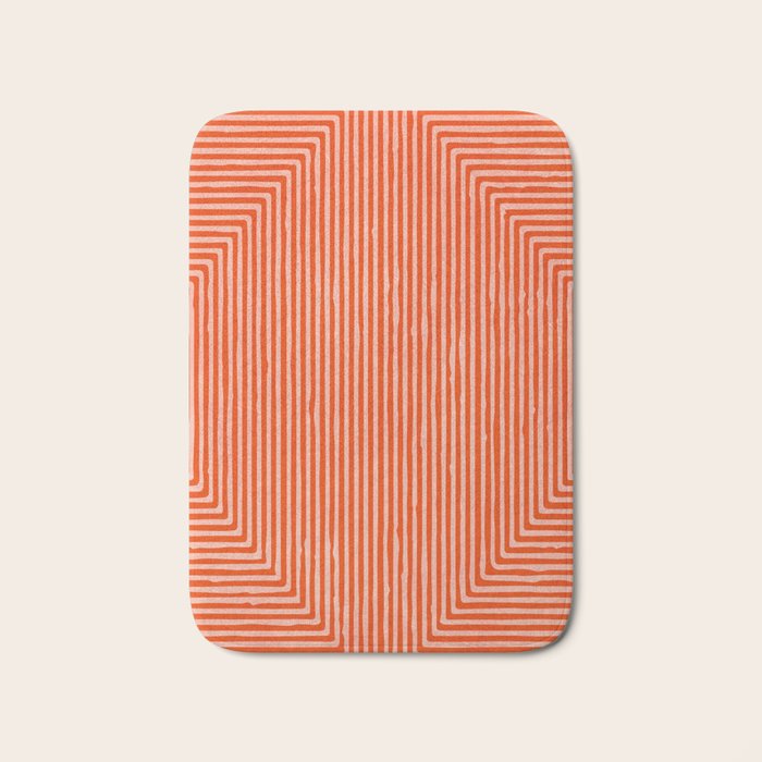 Orange Geometric Drawing Digital Linocut Bath Mat Gallery Image 1