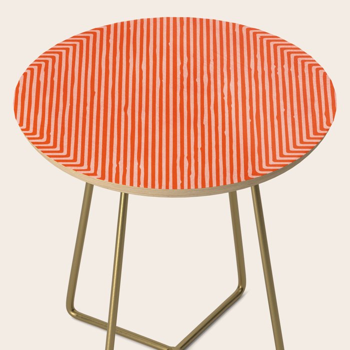 Orange Geometric Drawing Digital Linocut Side Table Gallery Image 2