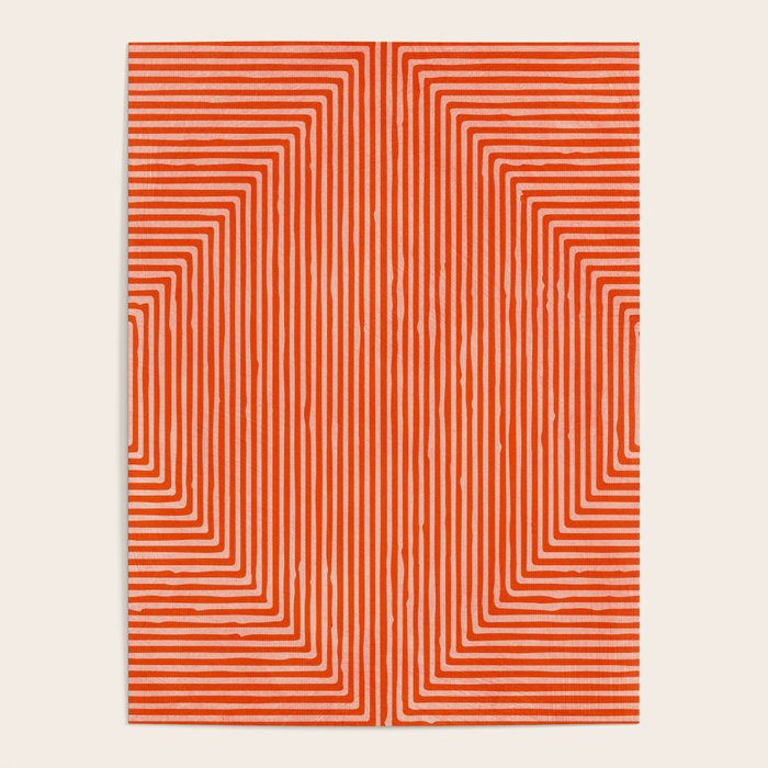 Orange Geometric Drawing Digital Linocut Poster Gallery Image 4