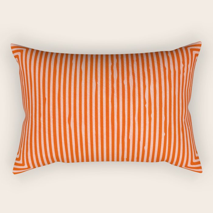 Orange Geometric Drawing Digital Linocut Rectangular Pillow Gallery Image 2