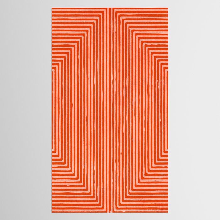 Orange Geometric Drawing Digital Linocut Tablecloth Gallery Image 2