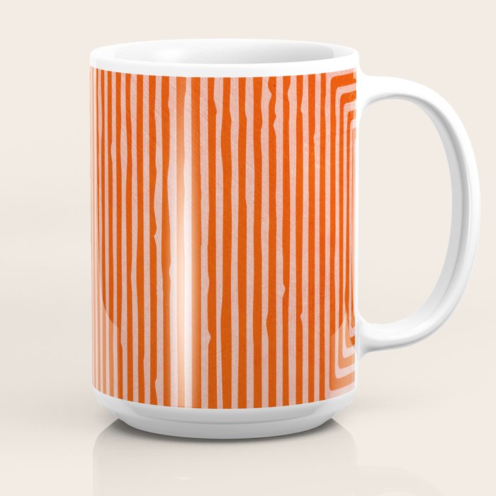 Orange Geometric Drawing Digital Linocut Coffee Mug Gallery Image 2