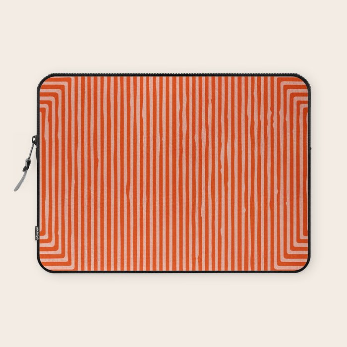 Orange Geometric Drawing Digital Linocut Laptop Sleeve Gallery Image 1