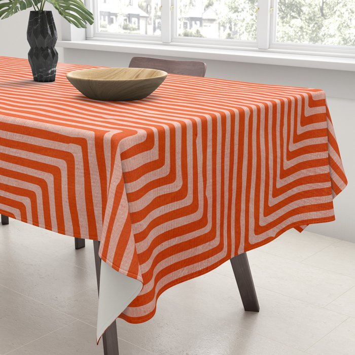 Orange Geometric Drawing Digital Linocut Tablecloth Gallery Image 3