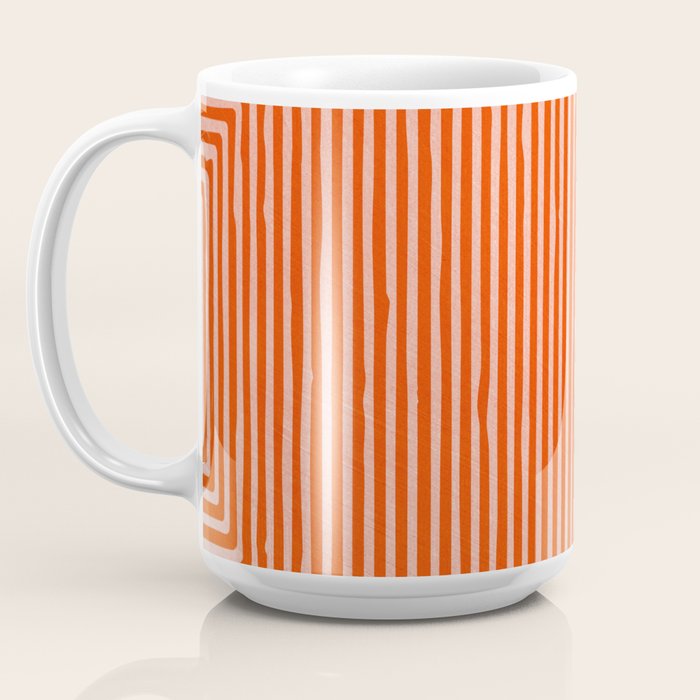 Orange Geometric Drawing Digital Linocut Coffee Mug Gallery Image 3