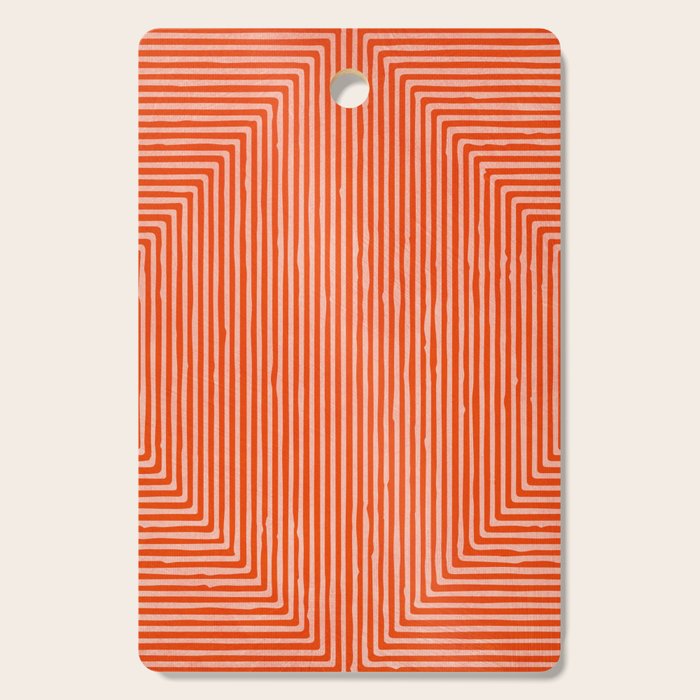 Orange Geometric Drawing Digital Linocut Cutting Board Gallery Image 1