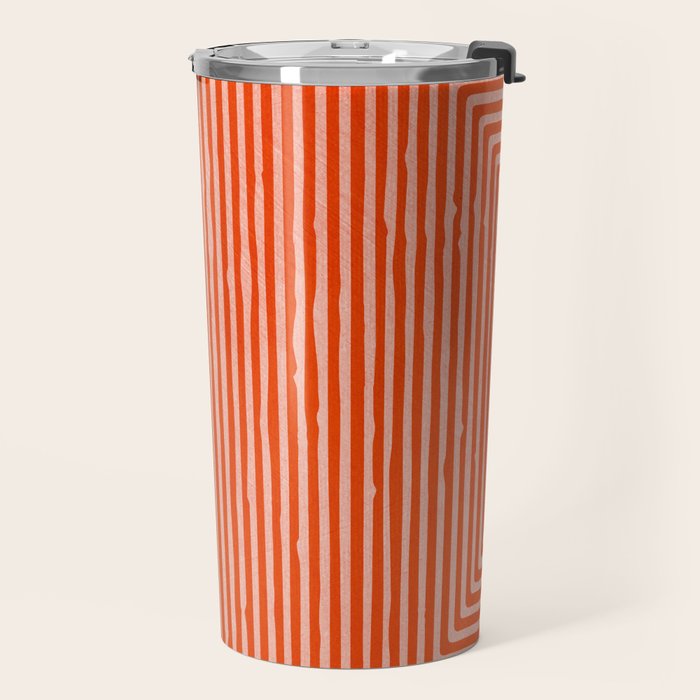 Orange Geometric Drawing Digital Linocut Travel Mug Gallery Image 2
