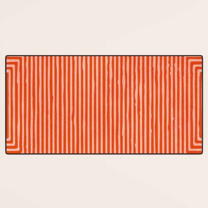 Orange Geometric Drawing Digital Linocut Desk Mat Gallery Image 3