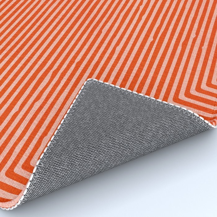 Orange Geometric Drawing Digital Linocut Rug Gallery Image 4