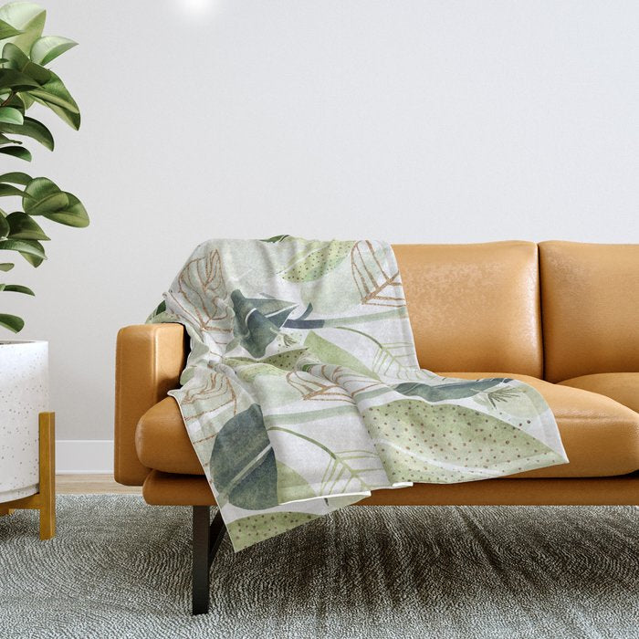 Botanical Collage Throw Blanket Gallery Image 1